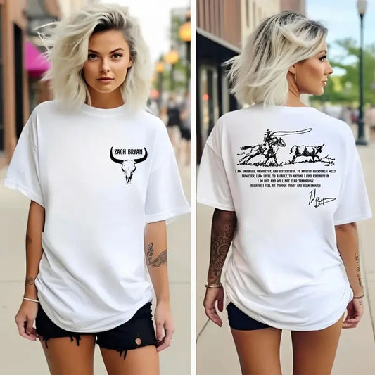 Zachh Western 2 Sides Tee, Country Music Fans Top, Bbryan Inspired Merch, Unisex Short Sleeve Tee
