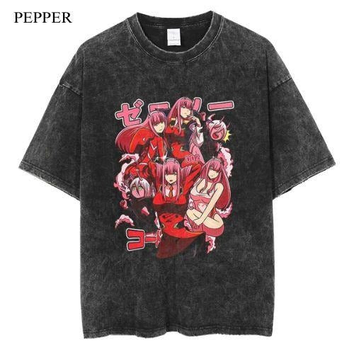 Zero Two Vintage T-Shirt, Anime Manga Unisex T-Shirt, Gift For Him Menswear Top