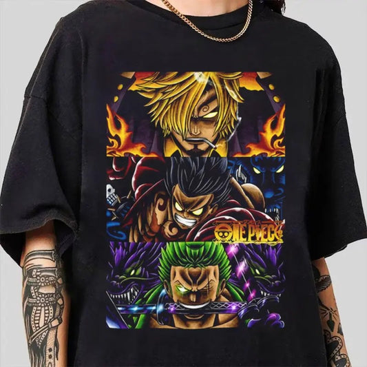 Zoro Luffy Sanji Anime T Shirt, Anime Designs, Anime Graphic Tee, Anime Lovers, Anime Gifts, One Piece, Vintage Anime One Piece Shirt, Anime Manga Shirt, Gift For Fans Anime Lovers, Menswear Top For Gym, Cotton Menswear, Graphic Anime T-Shirt. Sweatshirt,