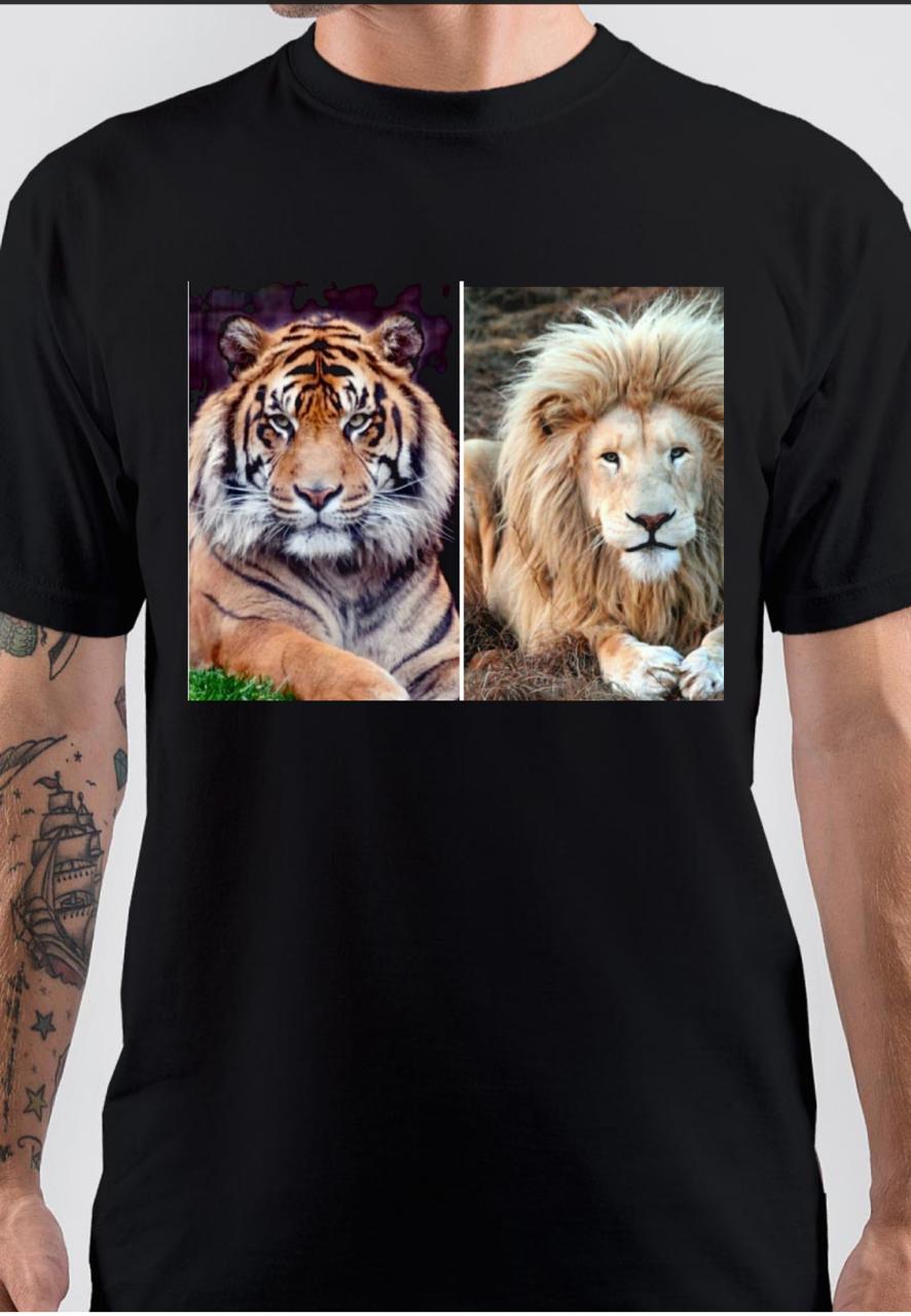 Photogenic Tiger And Lion T-Shirt Hoodie, Sweatshirt | CoreVibeTees.com