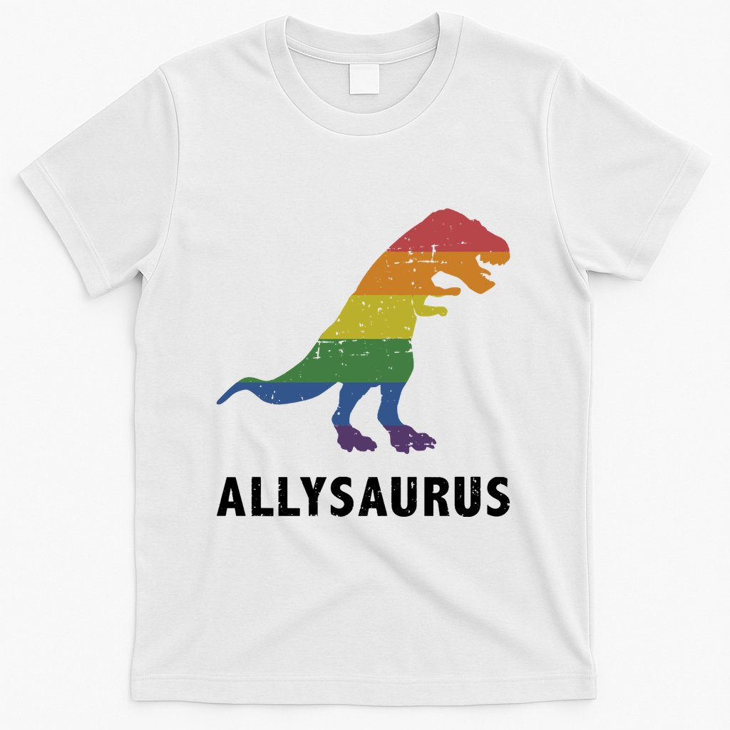 Allysaurus Dinosaur In Rainbow Flag For Ally LGBT Pride T-Shirt Hoodie, Sweatshirt | CoreVibeTees.com