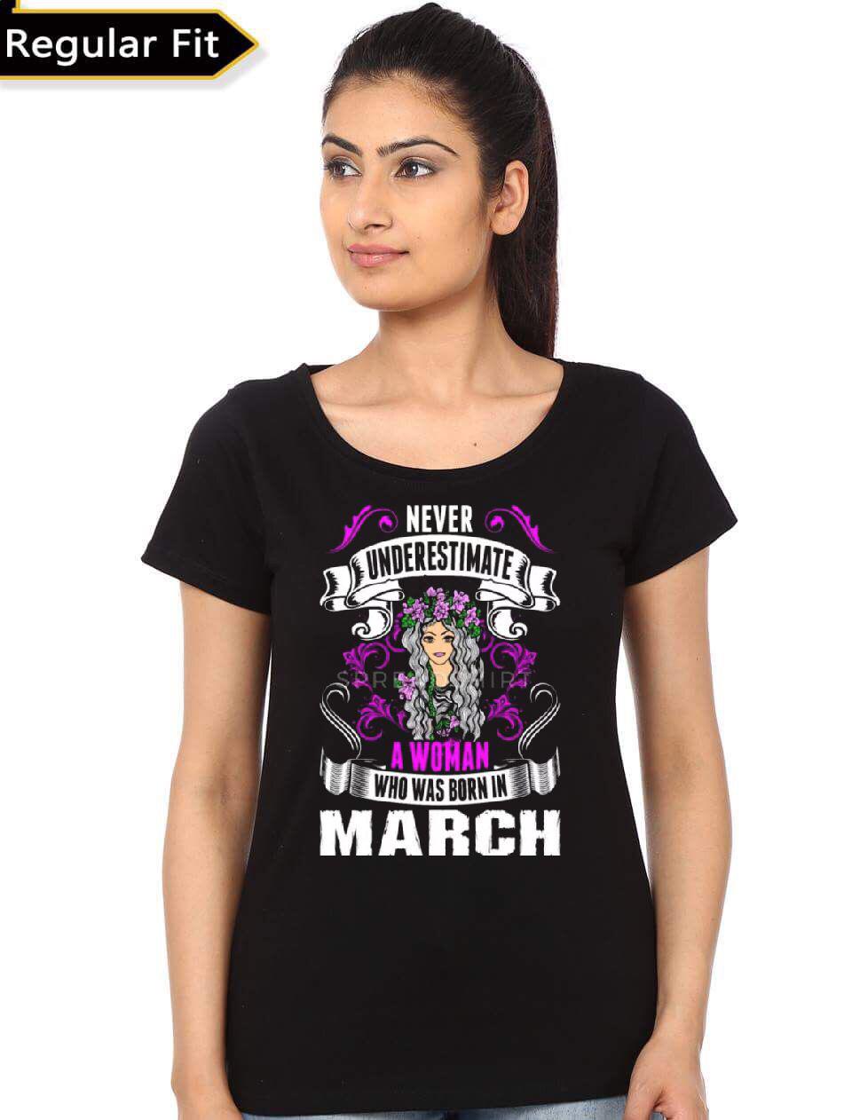 A Woman Born In March Black T-Shirt Hoodie, Sweatshirt | CoreVibeTees.com