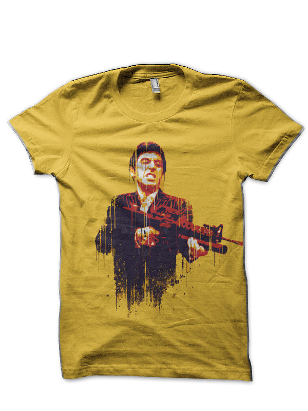 Scarface Half Sleeve Yellow T-Shirt Hoodie, Sweatshirt | CoreVibeTees.com