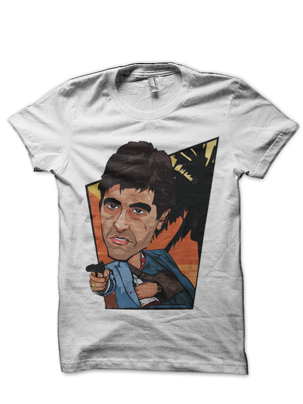 Scarface Half Sleeve White T-Shirt Hoodie, Sweatshirt | CoreVibeTees.com