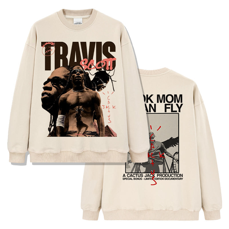 Look Mom I Can Fly By Travis Scott Sweatshirt T-Shirts, Hoodie | CoreVibeTees.com (Image 1)
