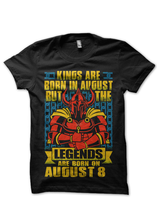 Kings Are Born In August But The Legends Are Born On August 8 Black T-Shirt Hoodie, Sweatshirt | CoreVibeTees.com