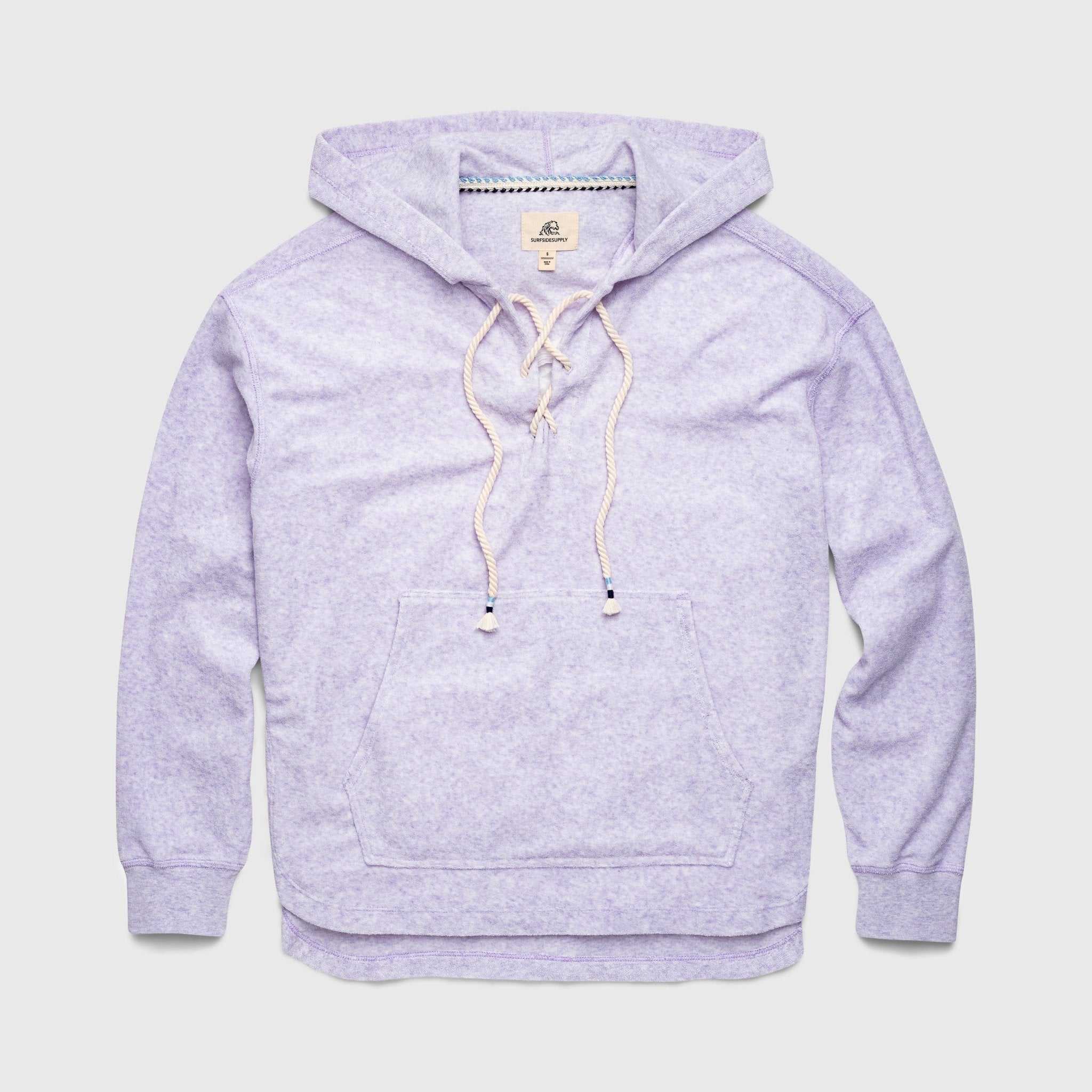 Avery Laceup Terry Hoodie - Lilac Heather T-Shirts, Sweatshirt | CoreVibeTees.com (Image 1)
