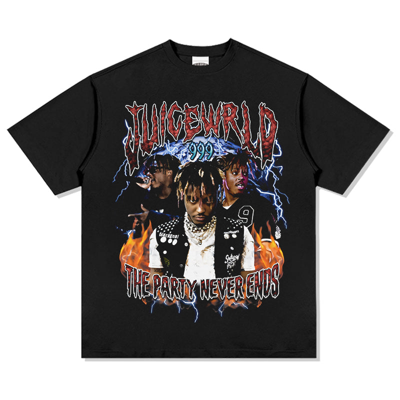 The Party Never Ends By Juice Wrld Tee Hoodie, Sweatshirt | CoreVibeTees.com (Image 1)