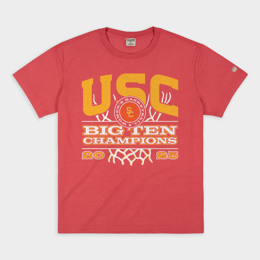 USC Women's Basketball 2025 Big Ten Champs Heavyweight Tee Hoodie, Sweatshirt | CoreVibeTees.com
