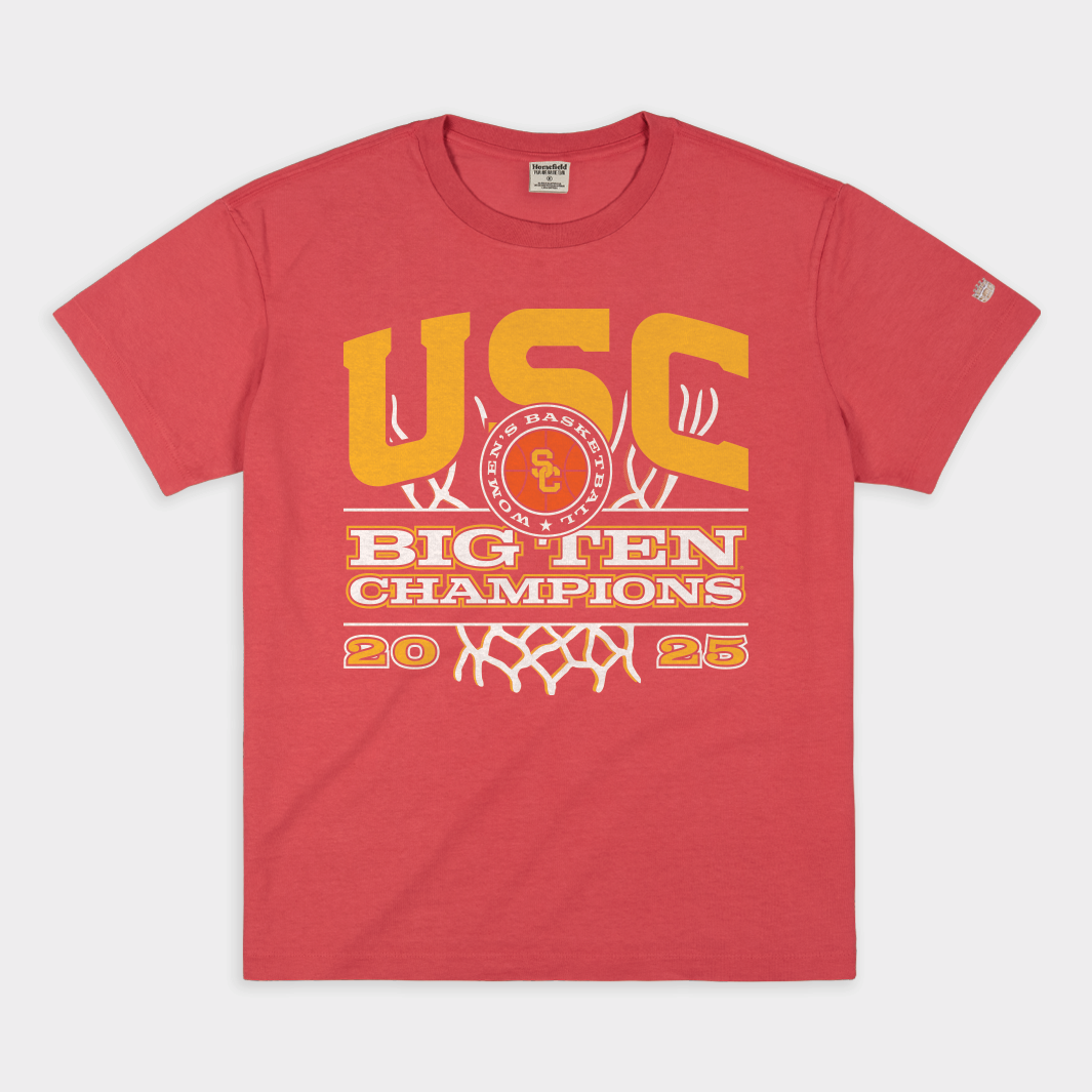 USC Women's Basketball 2025 Big Ten Champs Heavyweight Tee Hoodie, Sweatshirt | CoreVibeTees.com