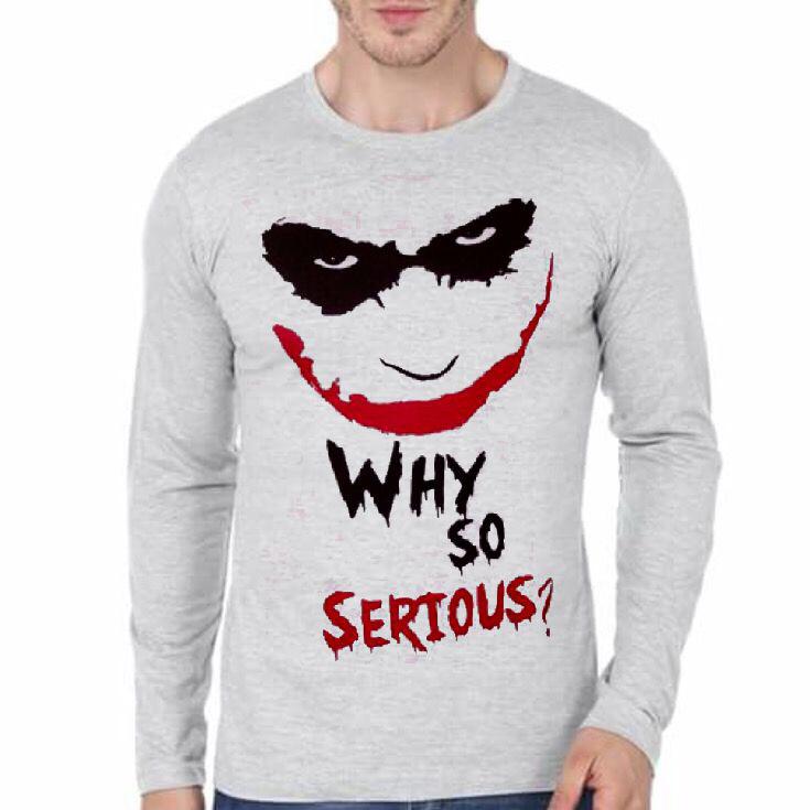 Why So Serious Grey Full Sleeve T-Shirt Hoodie, Sweatshirt | CoreVibeTees.com