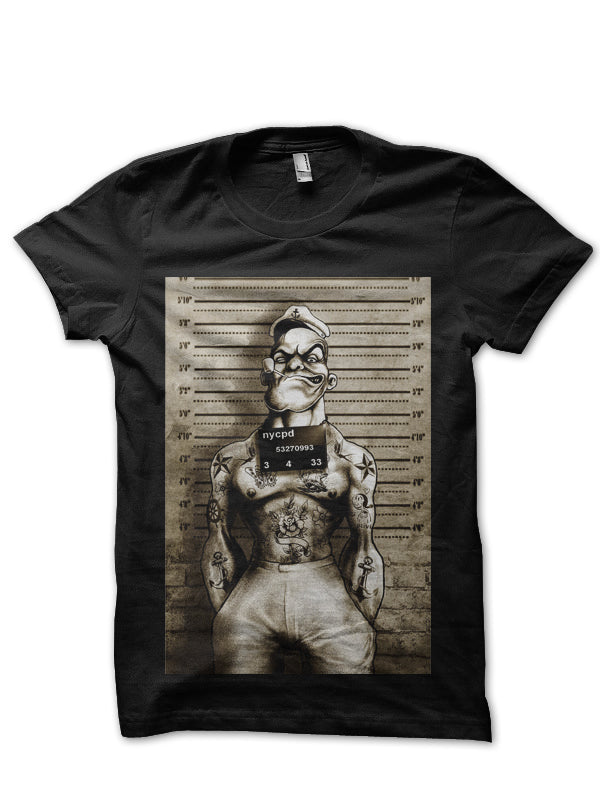Badass Popeye Black Tee (Grey & White Available) Hoodie, Sweatshirt | CoreVibeTees.com