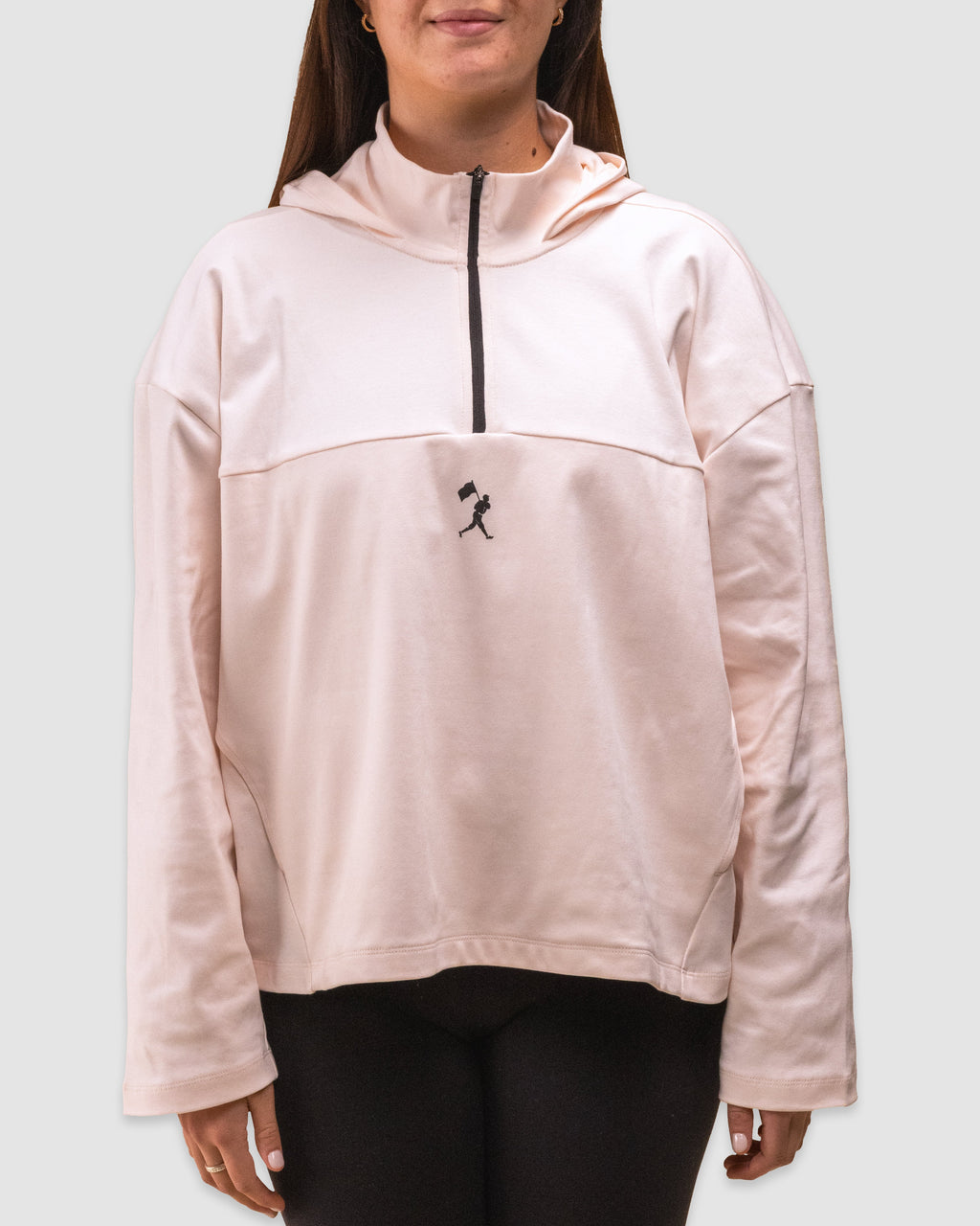 Ballpark Scuba Quarter Zip Women's Hoodie - Pink Marshmallow T-Shirts, Sweatshirt | CoreVibeTees.com (Image 1)