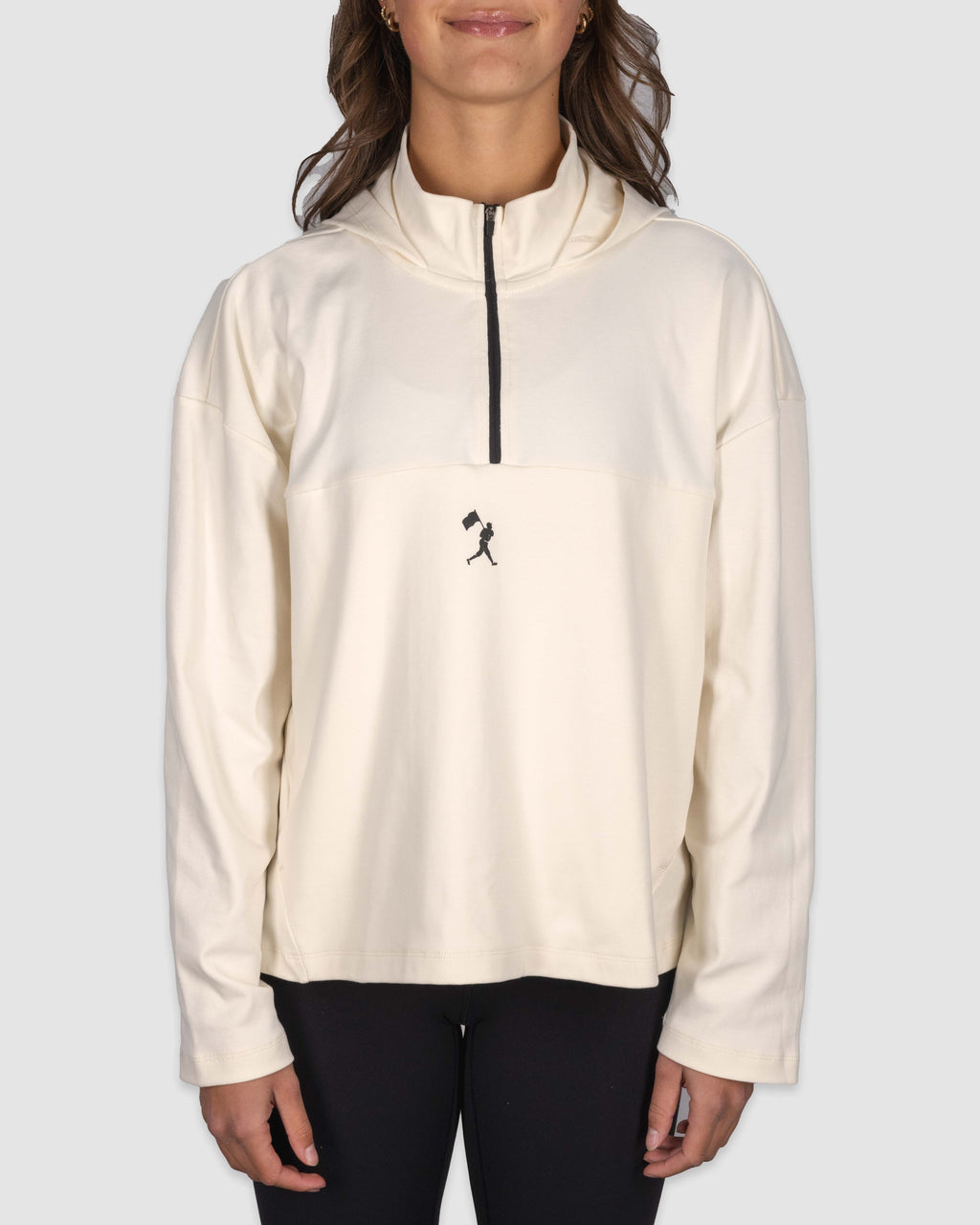Ballpark Scuba Quarter Zip Women's Hoodie - Whisper White T-Shirts, Sweatshirt | CoreVibeTees.com (Image 1)