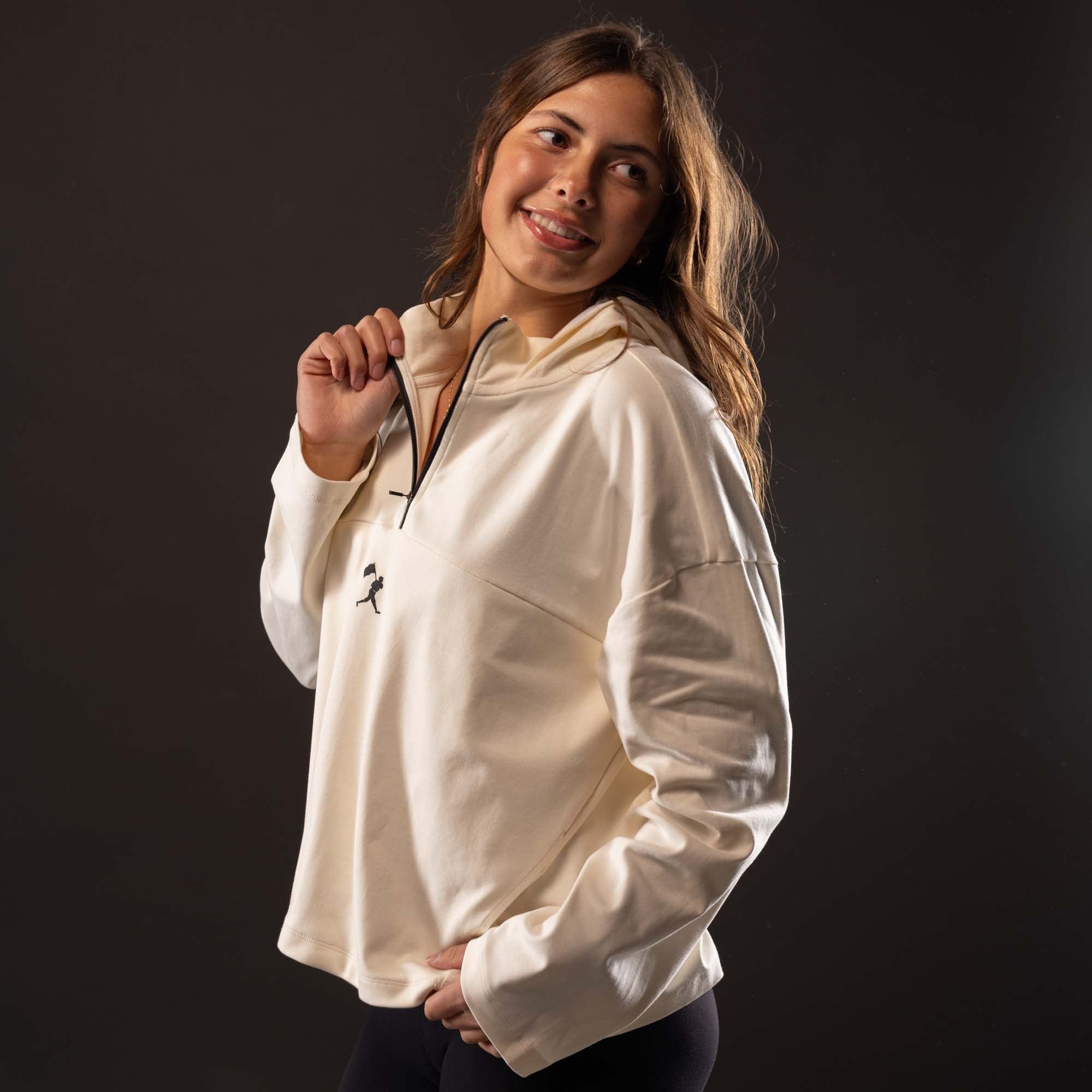 Ballpark Scuba Quarter Zip Women's Hoodie - Whisper White T-Shirts, Sweatshirt | CoreVibeTees.com (Image 5)