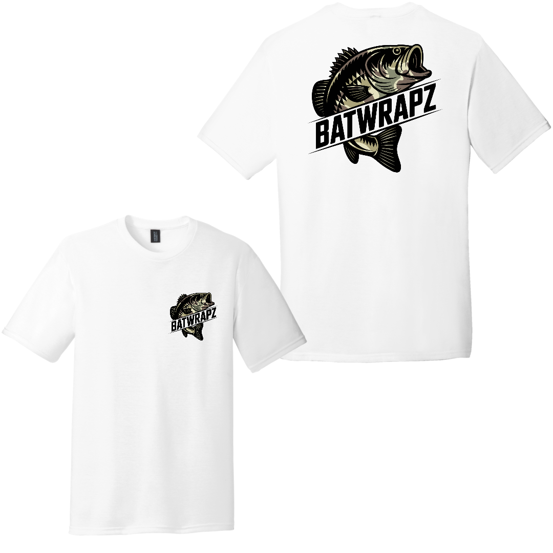 BatWrapz Baseball Camo Bass Youth T-Shirt - White Hoodie, Sweatshirt | CoreVibeTees.com (Image 1)