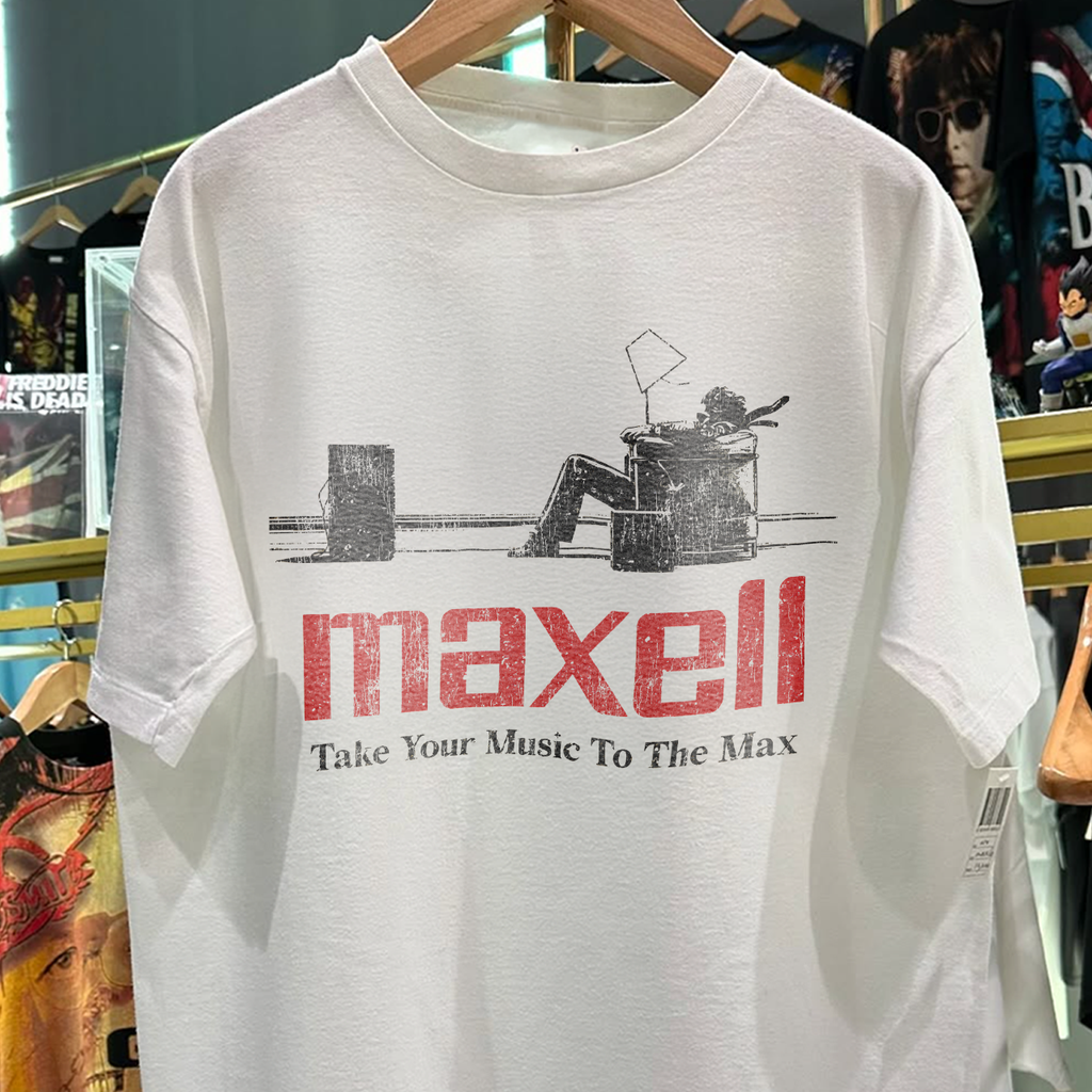 90s MAXELL RARE WASHED WHITE T-SHIRT Hoodie, Sweatshirt | CoreVibeTees.com (Image 2)