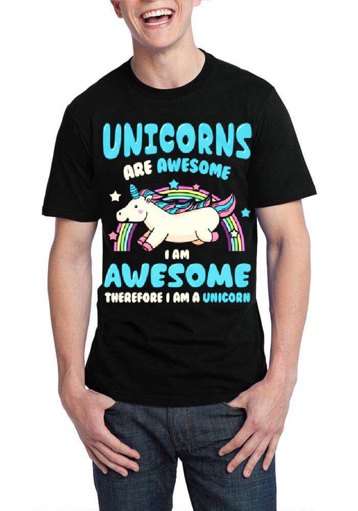 Unicorn Are Awesome Black Half Sleeve T-Shirt Hoodie, Sweatshirt | CoreVibeTees.com
