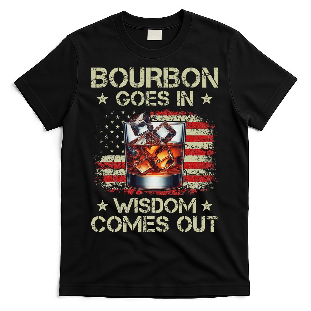 Bourbon Goes In Wisdom Comes Out Whiskey Usa Flag Vintage T-Shirt Hoodie, Sweatshirt | CoreVibeTees.com