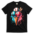 Baseball Ice Cream Watercolor Sports Lover Ice Cream Cone T-Shirt Hoodie, Sweatshirt | CoreVibeTees.com