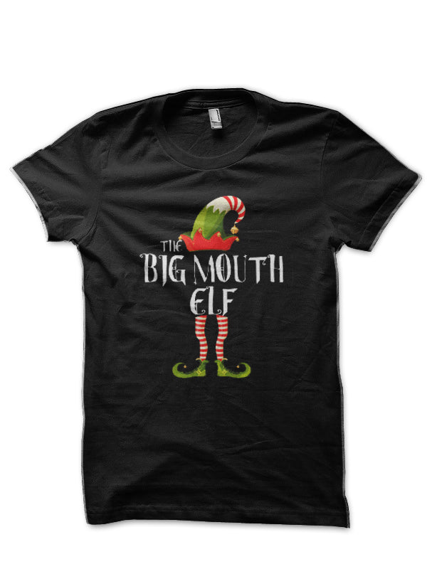 The Big Mouth Elf, Family Elf Matching Christmas Black T-Shirt Hoodie, Sweatshirt | CoreVibeTees.com