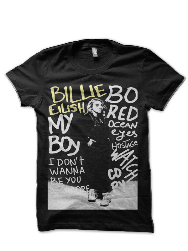 Billie Eilish Half Sleeve Black T-Shirt Style001 Hoodie, Sweatshirt | CoreVibeTees.com