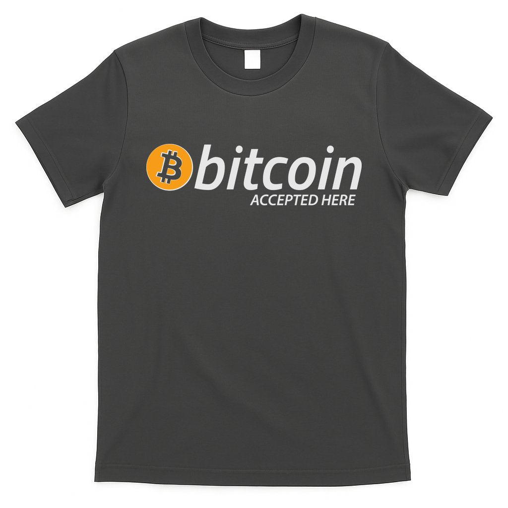 Bitcoin Accepted Here Cryptocurrency Logo T-Shirt Hoodie, Sweatshirt | CoreVibeTees.com