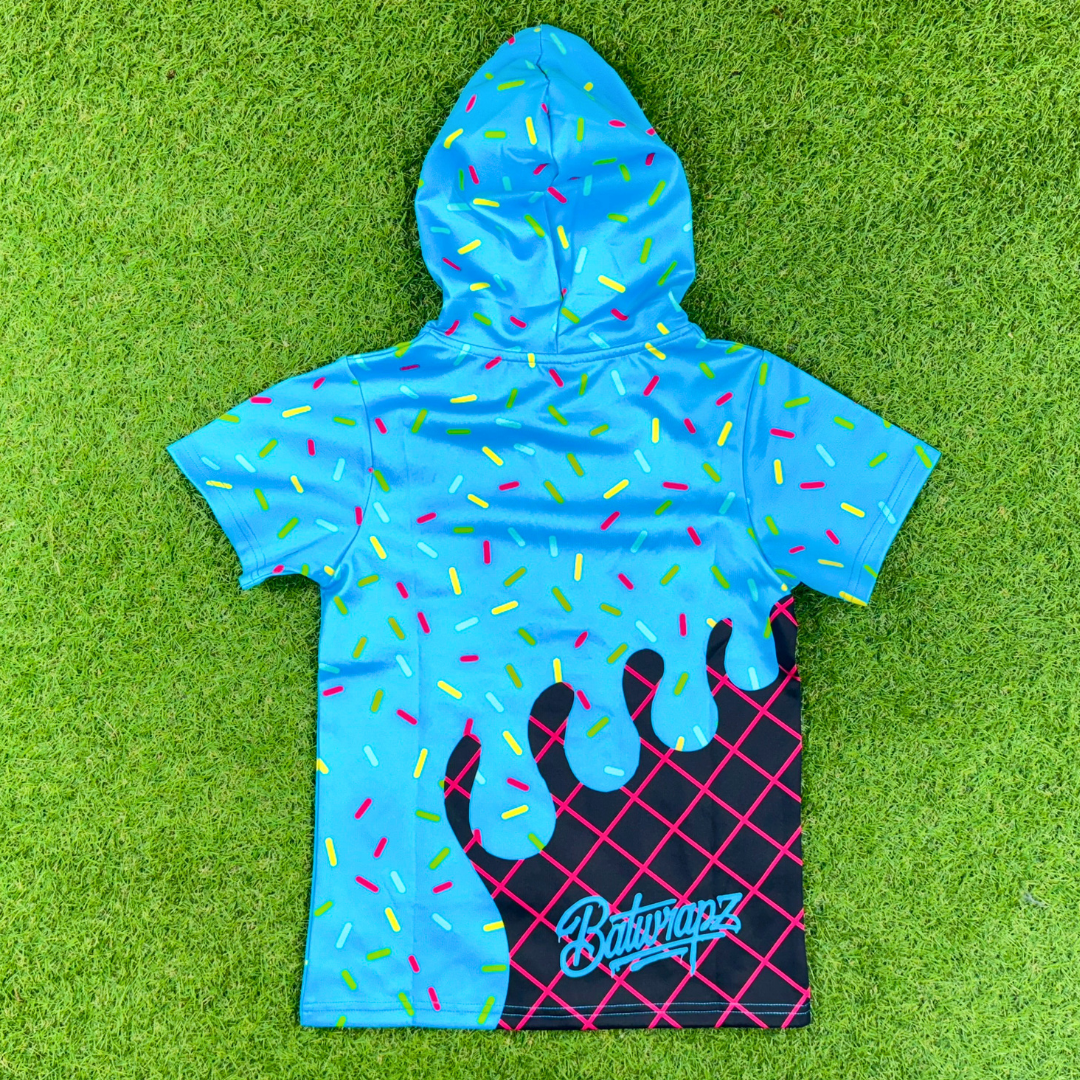 BatWrapz Baseball Ice Cream Short Sleeve Training Hoodie Youth - Blue T-Shirts, Sweatshirt | CoreVibeTees.com (Image 2)