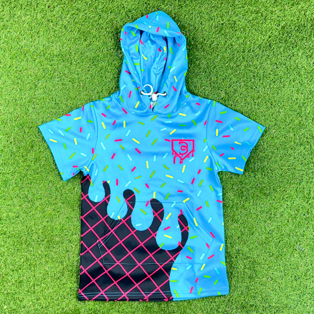 BatWrapz Baseball Ice Cream Short Sleeve Training Hoodie Youth - Blue T-Shirts, Sweatshirt | CoreVibeTees.com (Image 1)