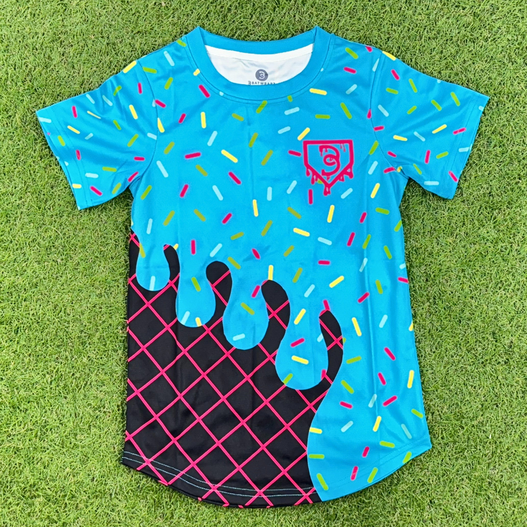 BatWrapz Baseball Ice Cream Short Sleeve Training Tee Youth - Blue Hoodie, Sweatshirt | CoreVibeTees.com (Image 1)