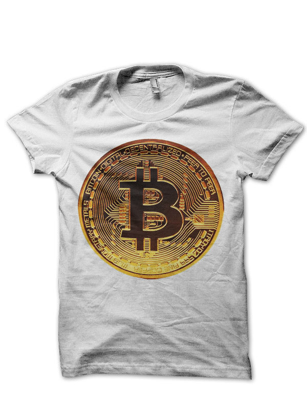 Bitcoin White Half Sleeve T-Shirt Hoodie, Sweatshirt | CoreVibeTees.com