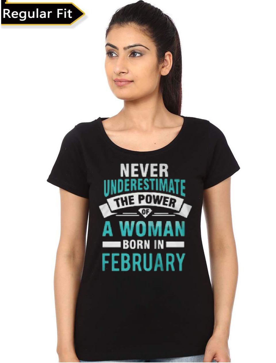 Never Underestimate The Power Of Woman Born In February Girls Top T-Shirts, Hoodie, Sweatshirt | CoreVibeTees.com