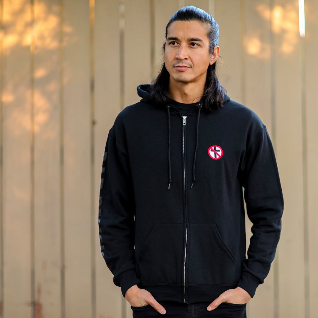 Embroidered Crossbuster Zip Up Hoodie (Black) T-Shirts, Sweatshirt | CoreVibeTees.com (Image 2)