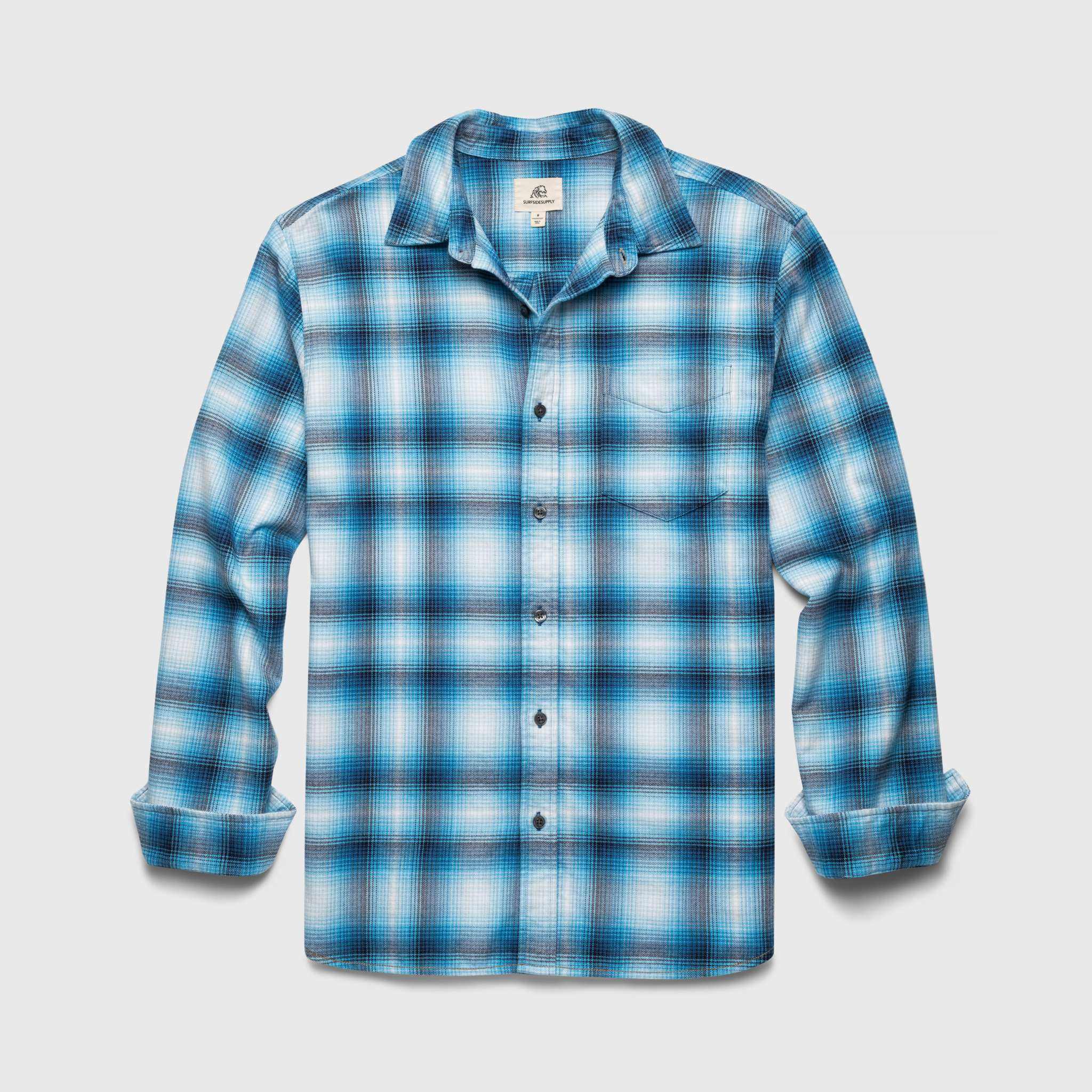 Brian Brushed Cotton Shirt - Blue Combo Hoodie, Sweatshirt | CoreVibeTees.com (Image 1)