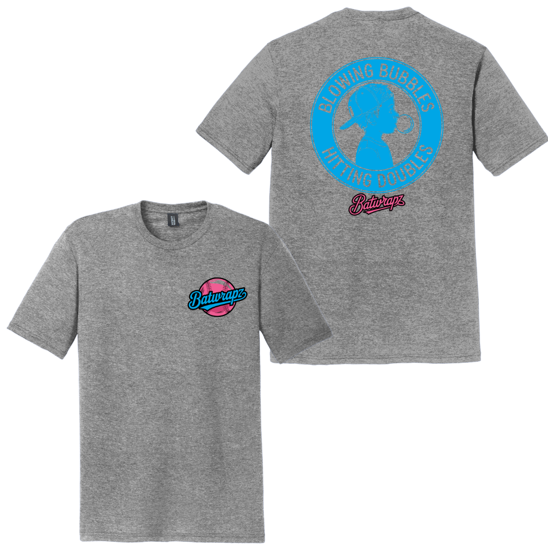 BatWrapz "Blowing Bubbles & Hitting Doubles" Youth Tee - Gray Hoodie, Sweatshirt | CoreVibeTees.com (Image 1)