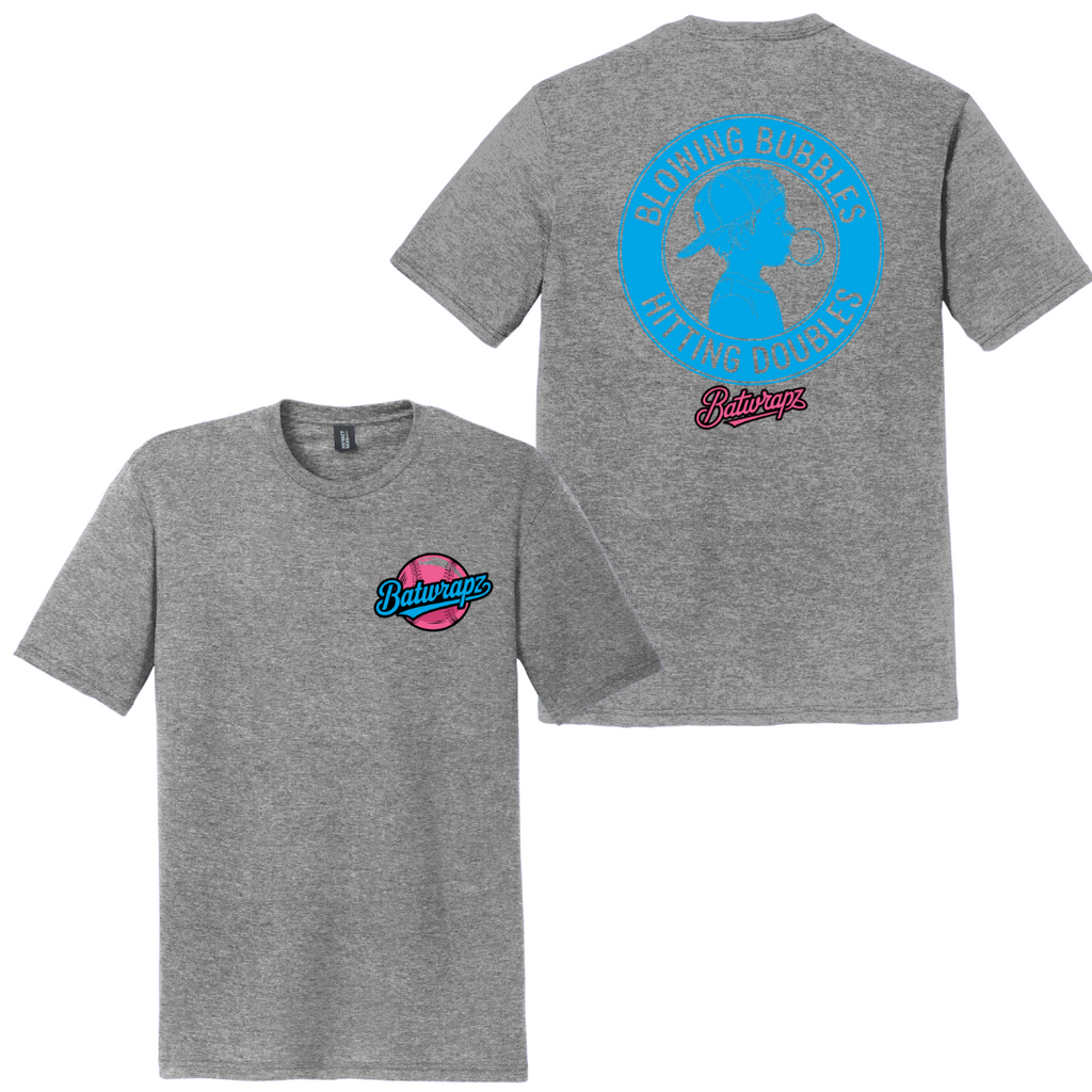 BatWrapz "Blowing Bubbles & Hitting Doubles" Adult Tee - Gray Hoodie, Sweatshirt | CoreVibeTees.com (Image 1)