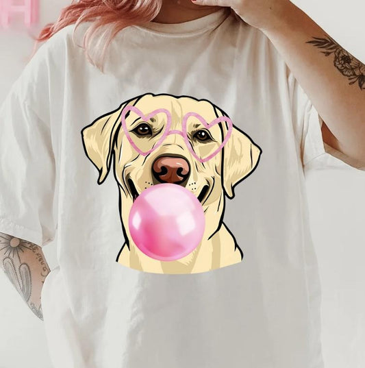 bubblegum Yellow Lab Shirt ~ Unisex Apparel Relaxed Fit Printed In The USA Clothing Womenswear Casual Comfort Cotton Top Athletic Boho Chic