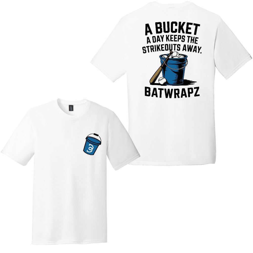BatWrapz "Bucket A Day" Adult Tee - White Hoodie, Sweatshirt | CoreVibeTees.com (Image 1)