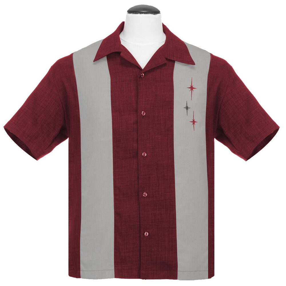 Three Star Panel Burgundy Bowling Shirt by Steady Clothing Hoodie, Sweatshirt | CoreVibeTees.com
