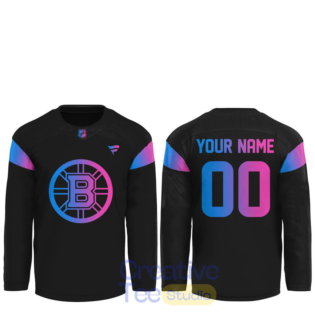 Boston Bruins Cyberpunk Warm-Up 2026 Custom Hockey Jersey