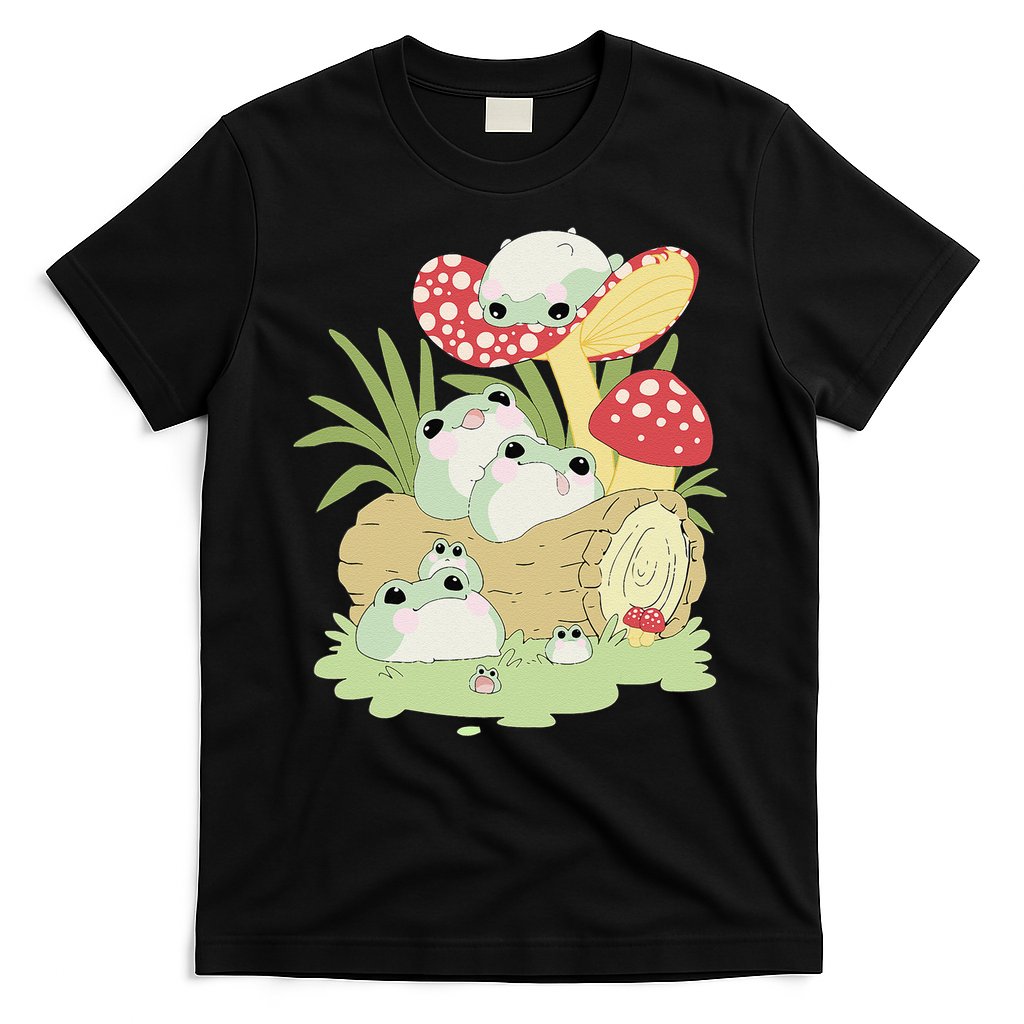 Cottagecore Aesthetic Frog Lying on Mushroom T-Shirt Hoodie, Sweatshirt | CoreVibeTees.com