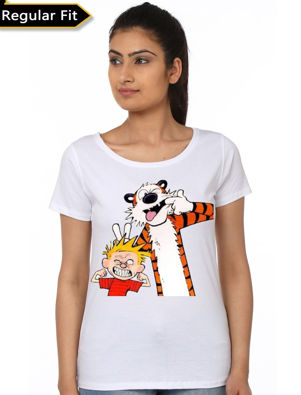 Calvin And Hobbes Girlâ€™s White T-Shirt Hoodie, Sweatshirt | CoreVibeTees.com