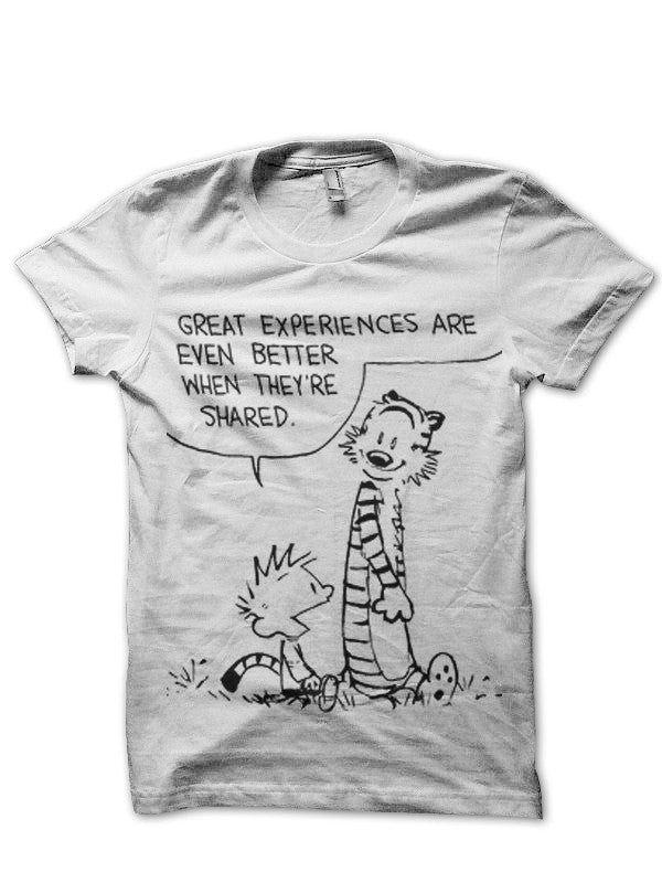 Calvin And Hobbes White Tee Hoodie, Sweatshirt | CoreVibeTees.com