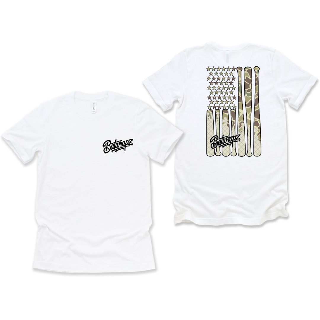 BatWrapz "Camo Baseball Ice Cream Flag" Youth T-Shirt - White Hoodie, Sweatshirt | CoreVibeTees.com (Image 1)