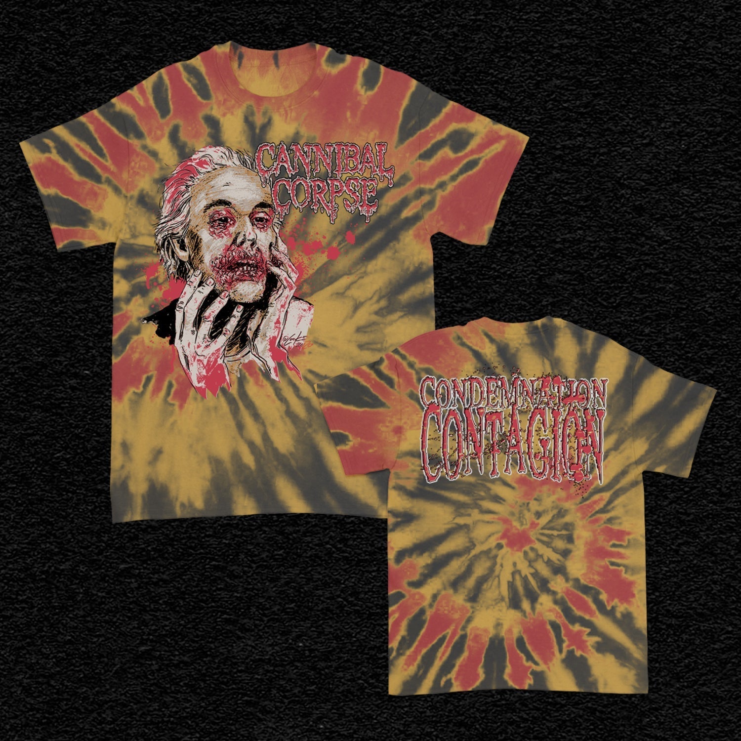 Condemnation Contagion Dye T-Shirt (Mustard/Grey/Red) Hoodie, Sweatshirt | CoreVibeTees.com