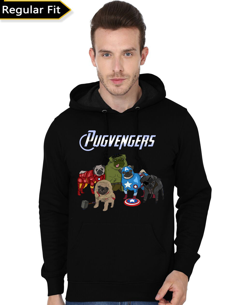 Pugvengers Black Hoodie T-Shirts, Sweatshirt | CoreVibeTees.com