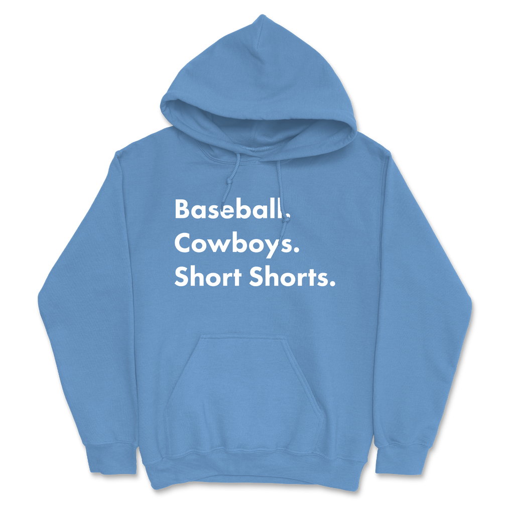Garett Delano - Baseball. Cowboys. Short Shorts Blue Hoodie T-Shirts, Sweatshirt | CoreVibeTees.com