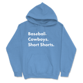Garett Delano - Baseball. Cowboys. Short Shorts Blue Hoodie T-Shirts, Sweatshirt | CoreVibeTees.com