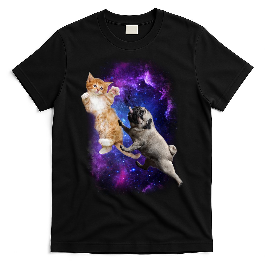 Cat And Pug In Space T-Shirt Hoodie, Sweatshirt | CoreVibeTees.com