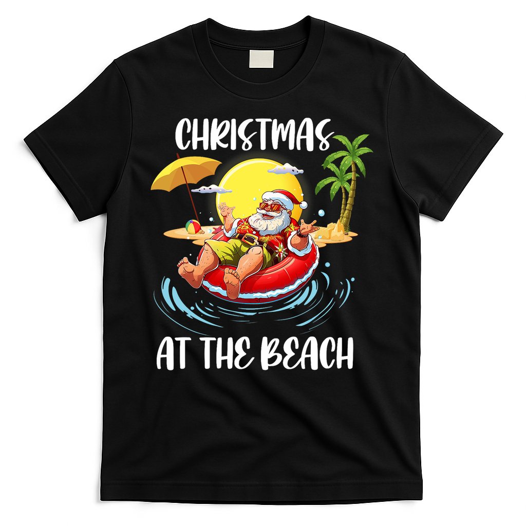 Christmas At The Beach Santa Summer Vacation Beach In July T-Shirt Hoodie, Sweatshirt | CoreVibeTees.com